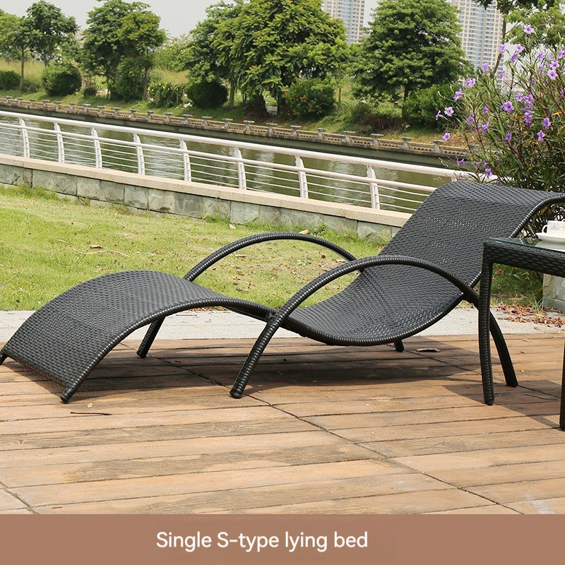 [Pre-order] Outdoor rattan bed recliner balcony leisure courtyard hotel sofa sleep rest recliner swimming pool rattan woven-Smart-Living