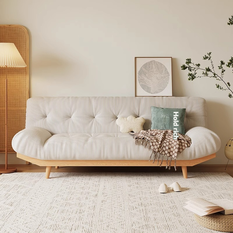 [Pre-order]  Senna Spring solid wood sofa bed dual-purpose multi-functional sitting and sleeping small apartment living room corduroy lazy sofa foldable bed 2.1 meters solid wood sofa bed [five-proof no-wash corduroy/latex style]-Smart-Living