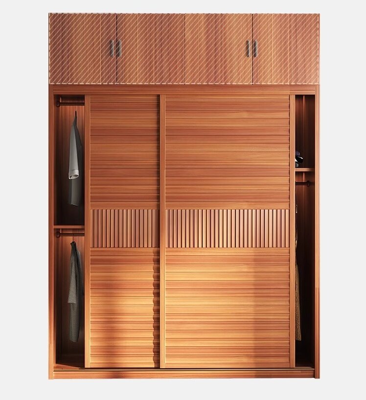 [Pre-order]  Pear color sliding door wardrobe Bedroom household small modern simple storage storage cabinet sliding door wardrobe-Smart-Living