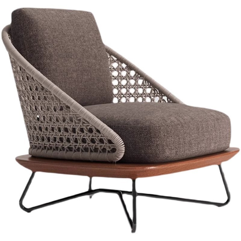 [Pre-order]  Nordic Outdoor Leisure Vine Weaving Sofa Designer Solid Wood High end Villa Garden Terrace Waterproof Sofa Chair-Smart-Living