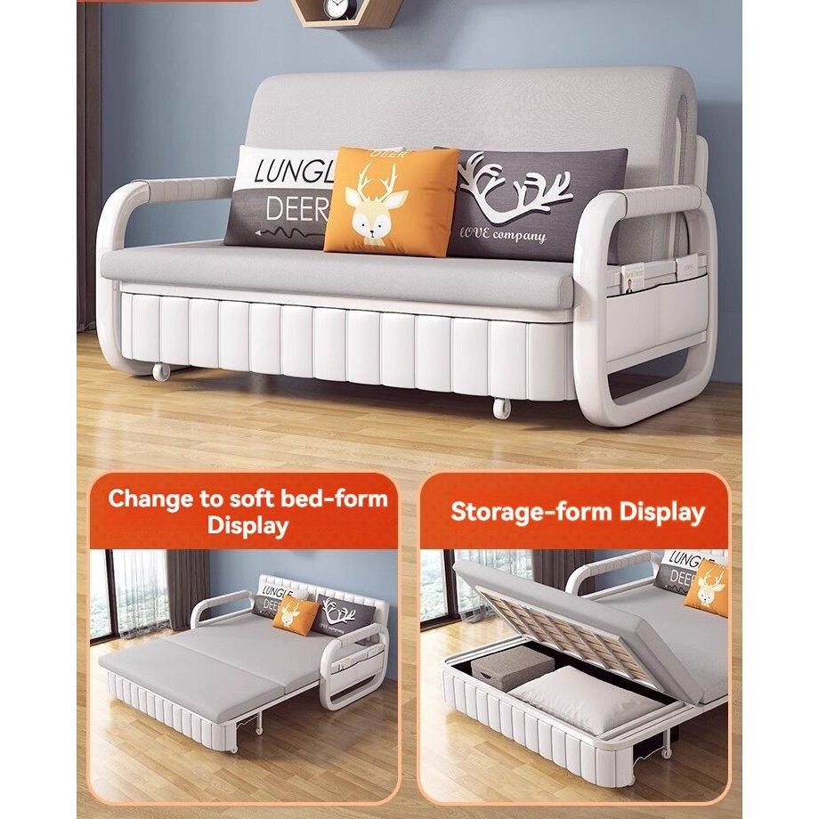 [Pre-order]  Cream wind living room simple small apartment sofa bed sheet person double foldable telescopic dual-use balco-Smart-Living