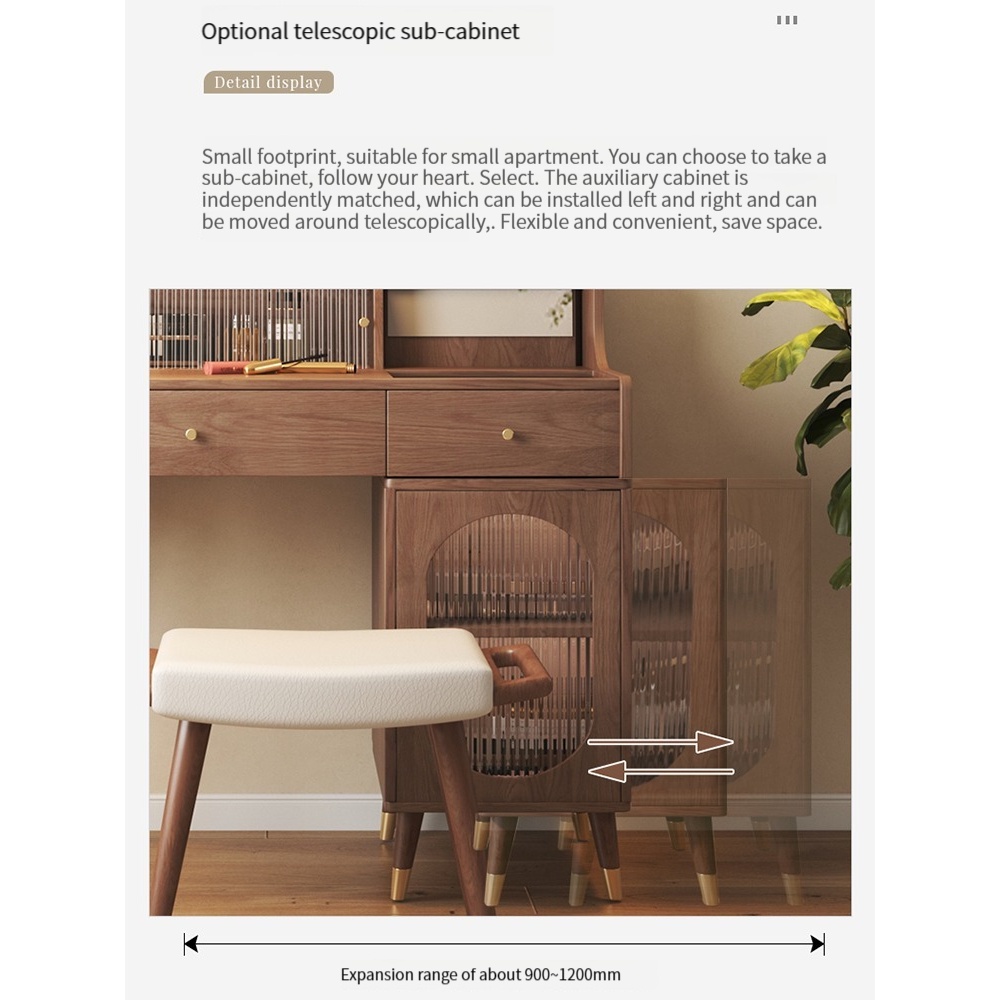 [Pre-order]  MLK Modern Minimalist Sleek Retractable Dressing Table Vanity Table with Storage and Integrated Makeup Mirror-Smart-Living