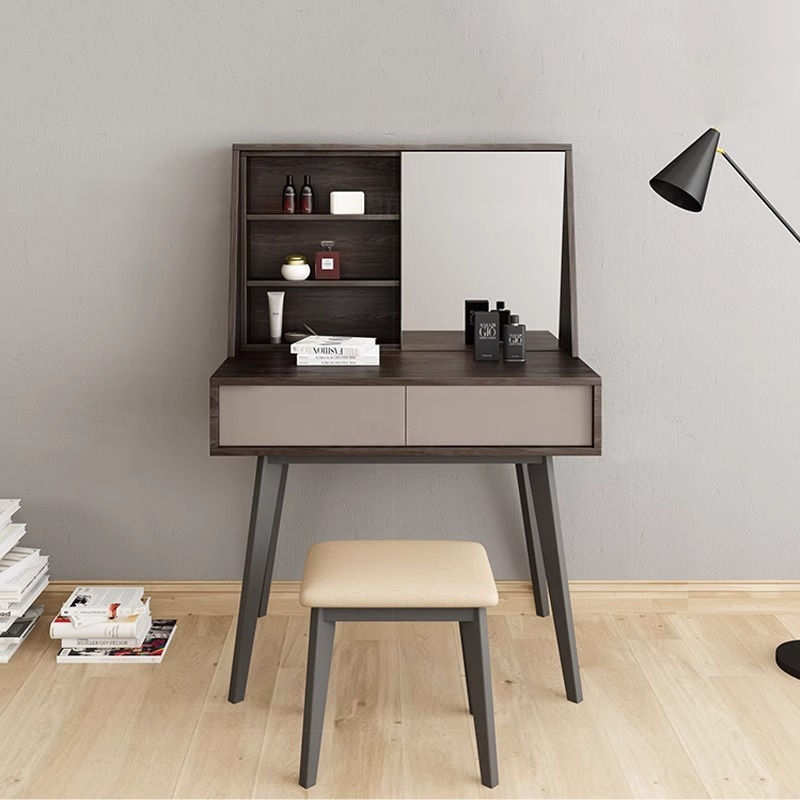 [Pre-order]  Modern simple dressing table network red ins wind bedroom small unit Nordic multi-functional makeup table storage cabinet-Smart-Living