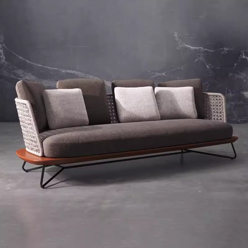 [Pre-order]  Nordic Outdoor Leisure Vine Weaving Sofa Designer Solid Wood High end Villa Garden Terrace Waterproof Sofa Chair-Smart-Living