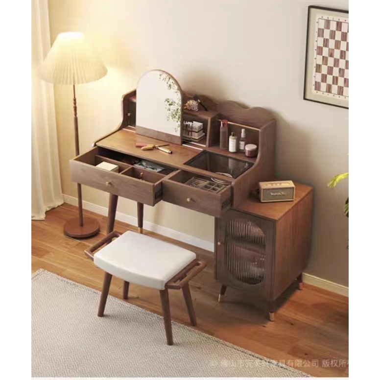 [Pre-order]  MLK Modern Minimalist Sleek Retractable Dressing Table Vanity Table with Storage and Integrated Makeup Mirror-Smart-Living