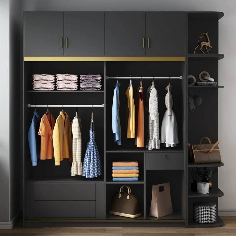 [Pre-order]  Modern simple light luxury sliding door wardrobe rental room with lockers, home bedroom, economical assembly large wardrobe-Smart-Living