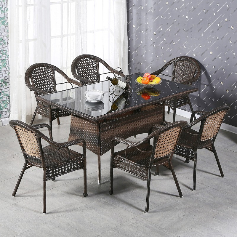 [Pre-order] Vine chair balcony table and chair leisure combination tea table iron art Tengbian five piece set backrest courtyard-Smart-Living