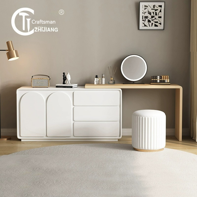 [Pre-order]  Dressing table bedroom simple modern bed end cabinet can be extended and reduced unit size 40cm makeup cabinet bucket cabinet integrated makeup table-Smart-Living