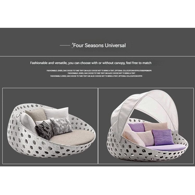 [Pre-order] Internet celebrity ins rattan woven large round bed, double rattan bed, outdoor furniture, balcony rattan bed, homestay,-Smart-Living