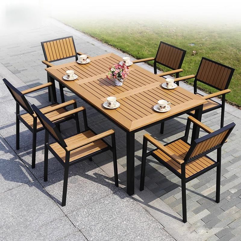 [Pre-order]  Nordic minimalist leisure tables and chairs, outdoor courtyard, garden, rattan chairs, outdoor plastic wood tables-Smart-Living