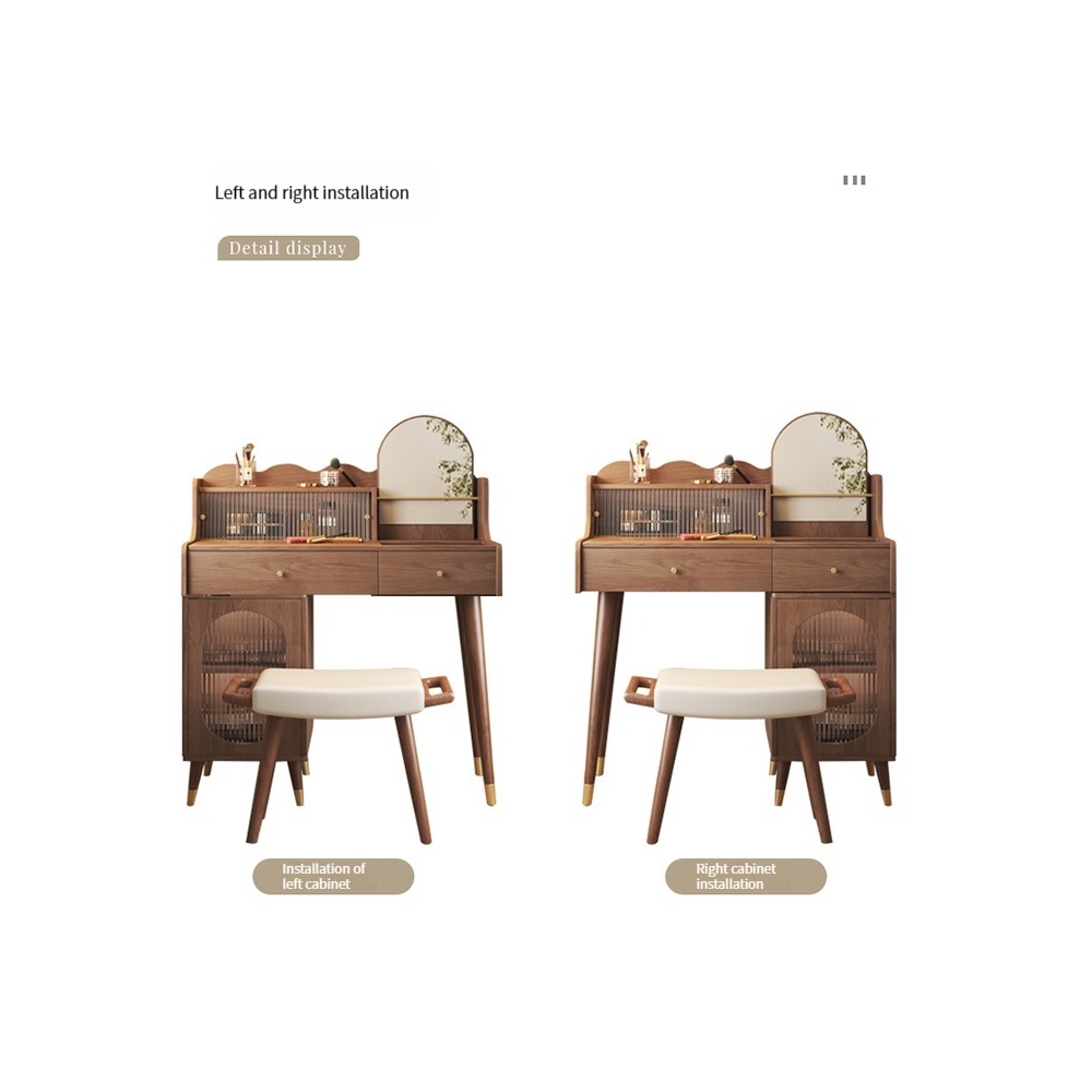 [Pre-order]  MLK Modern Minimalist Sleek Retractable Dressing Table Vanity Table with Storage and Integrated Makeup Mirror-Smart-Living