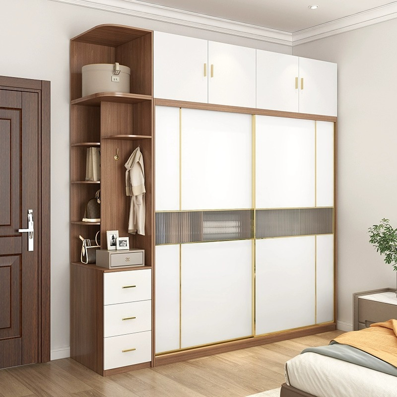[Pre-order]  Solid Wood Sturdy Storage Cabinet Combination for Household Bedroom - Modern and Minimalist Bedroom Sliding Door Wardrobe - Internet Popular Style-Smart-Living