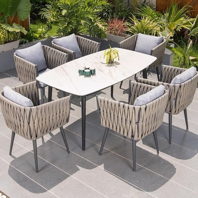 [Pre-order] Mojia Nordic Outdoor Table and Chair Garden Light Luxury Net Red Balcony Tea Table and Chair Combination Vine Chair-Smart-Living