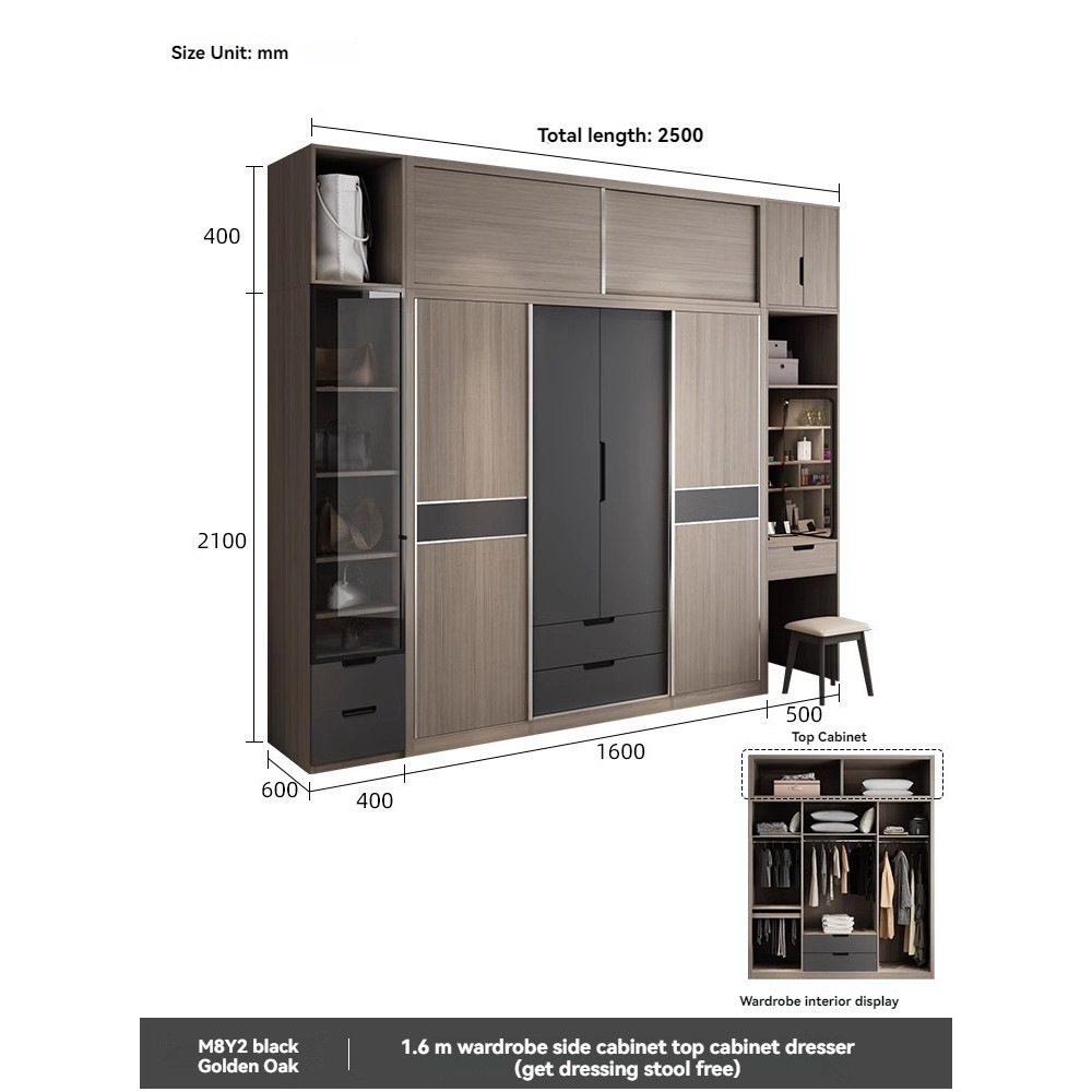 [Pre-order]  Sliding door wardrobe modern minimalist multi-functional combination storage cabinet