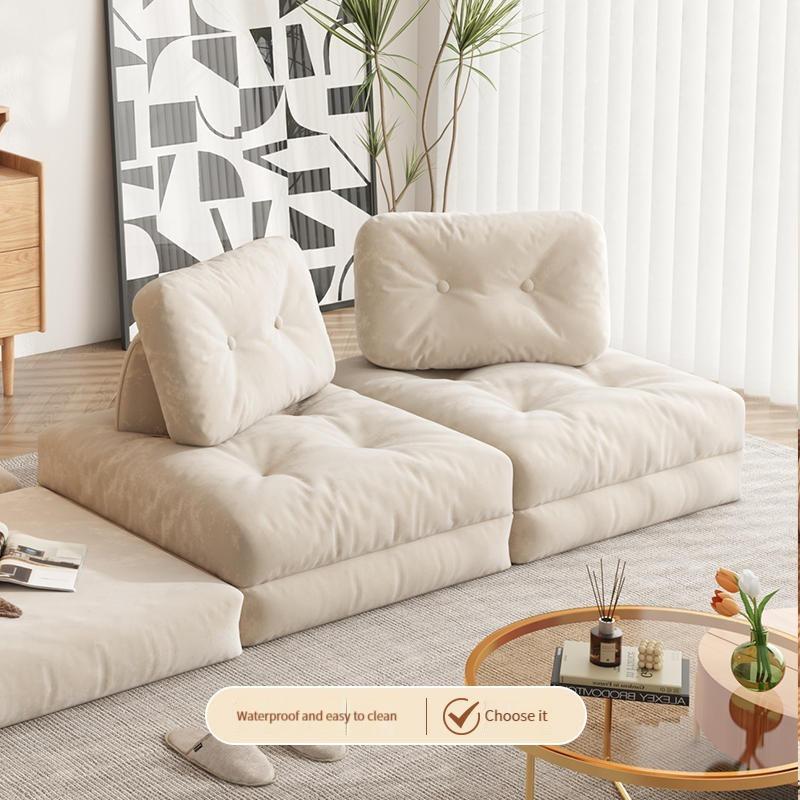 [Local Stock] Butter Tofu Block Lazy Cloth Sofa Living Room Simple Small House Single Module Technology Cloth Sofa Removable and Washable-Smart-Living
