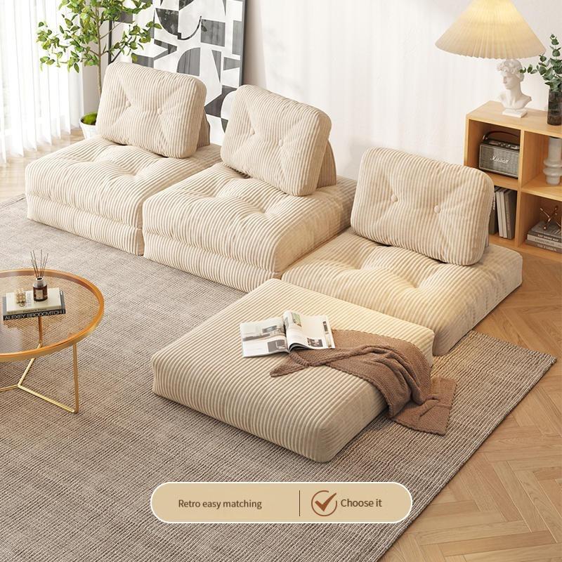 [Local Stock] Butter Tofu Block Lazy Cloth Sofa Living Room Simple Small House Single Module Technology Cloth Sofa Removable and Washable-Smart-Living