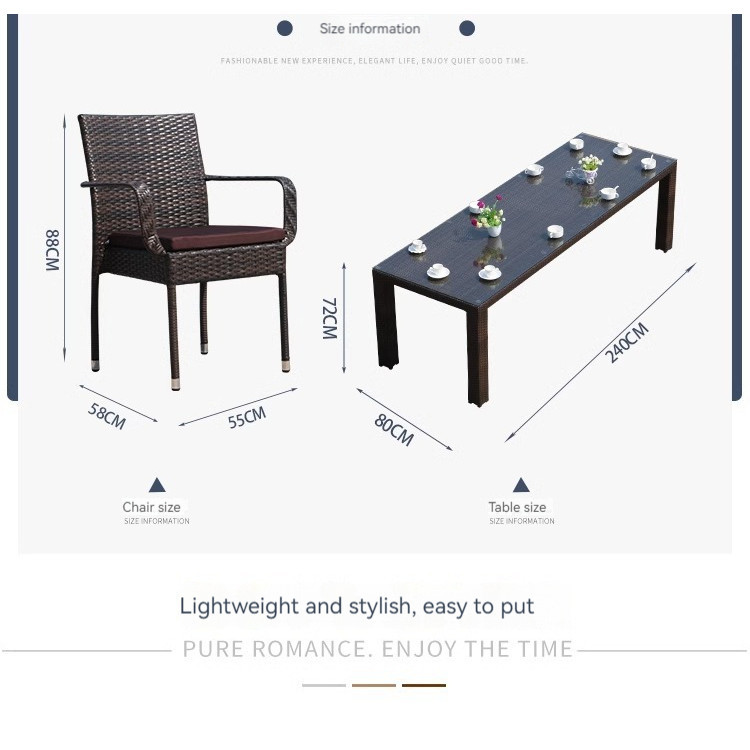 [Pre-order] Outdoor large rattan weaving dining table, chair, rattan chair, coffee table, leisure garden, imitation rattan-Smart-Living