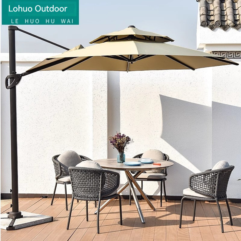 [Pre-order]  High end outdoor rope woven tables and chairs, villa courtyard art woven chairs, outdoor rattan woven leisure tables-Smart-Living