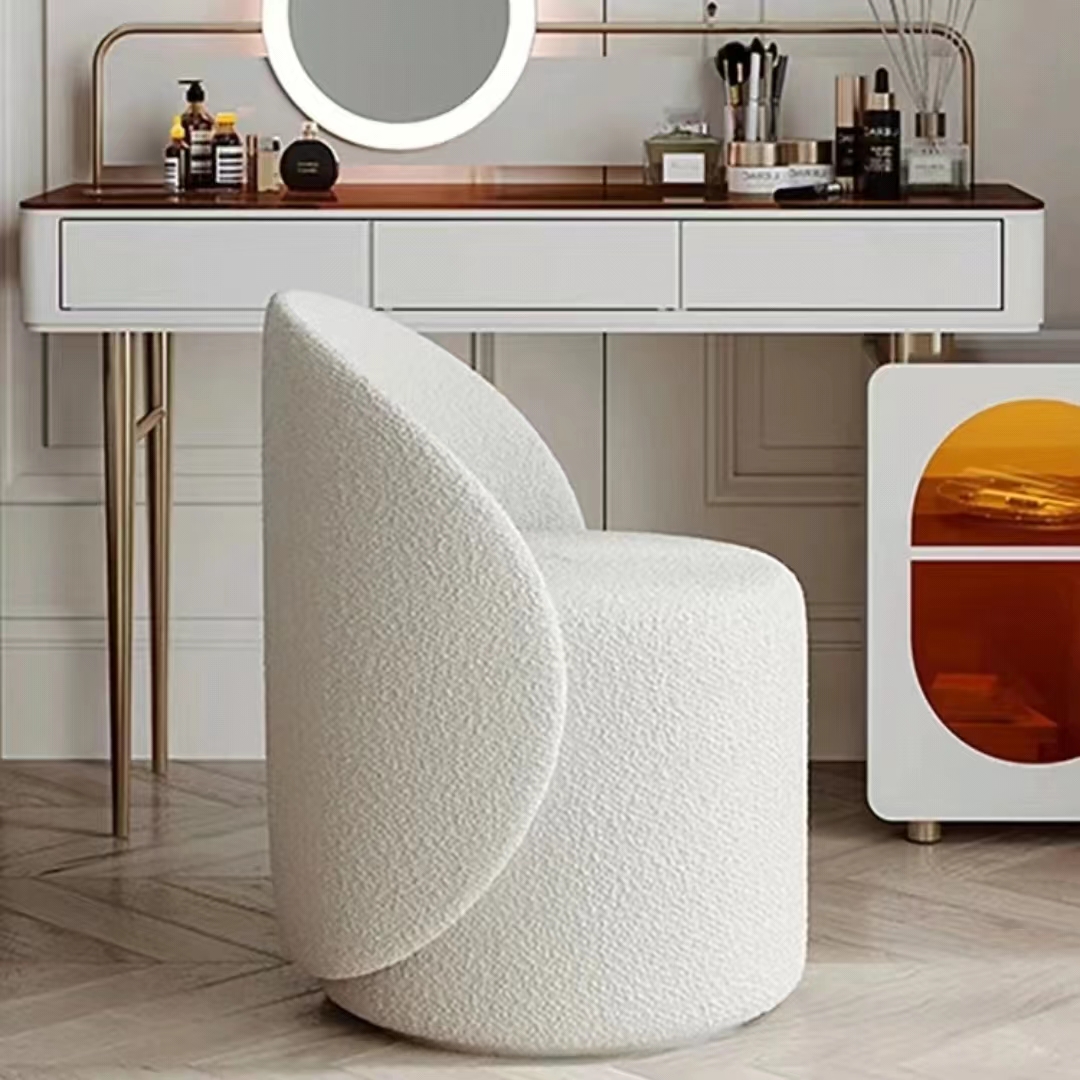 [Pre-order]  Internet celebrity girl bedroom room dressing table dedicated chair backrest modern light luxury simple makeup chair household tables and chairs-Smart-Living