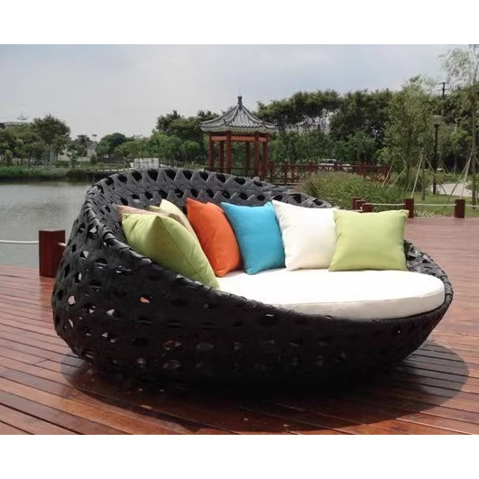 [Pre-order] Internet celebrity ins rattan woven large round bed, double rattan bed, outdoor furniture, balcony rattan bed, homestay,-Smart-Living