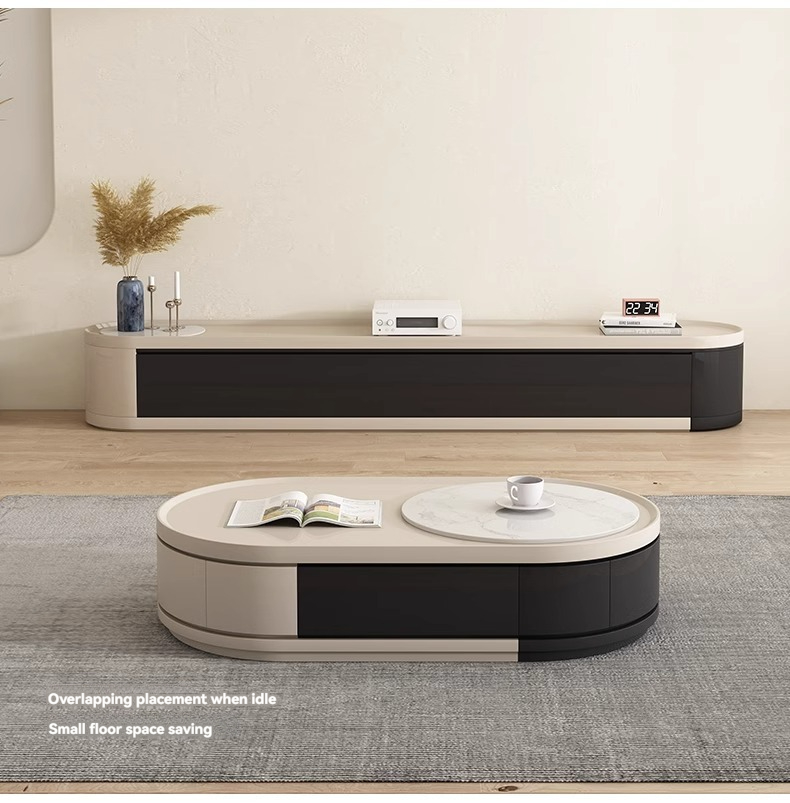 [Pre-order]  Light luxury rock panel tea table TV cabinet combination of small apartment simple network red creative advanced sense tea table living room home-Smart-Living