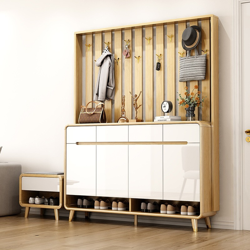 [Pre-order]  Porch Hanger Shoe Cabinet Large Capacity Storage Cabinet At the Door Of the Household Living Room Storage Partition Cabinet Seat Stool One-Smart-Living
