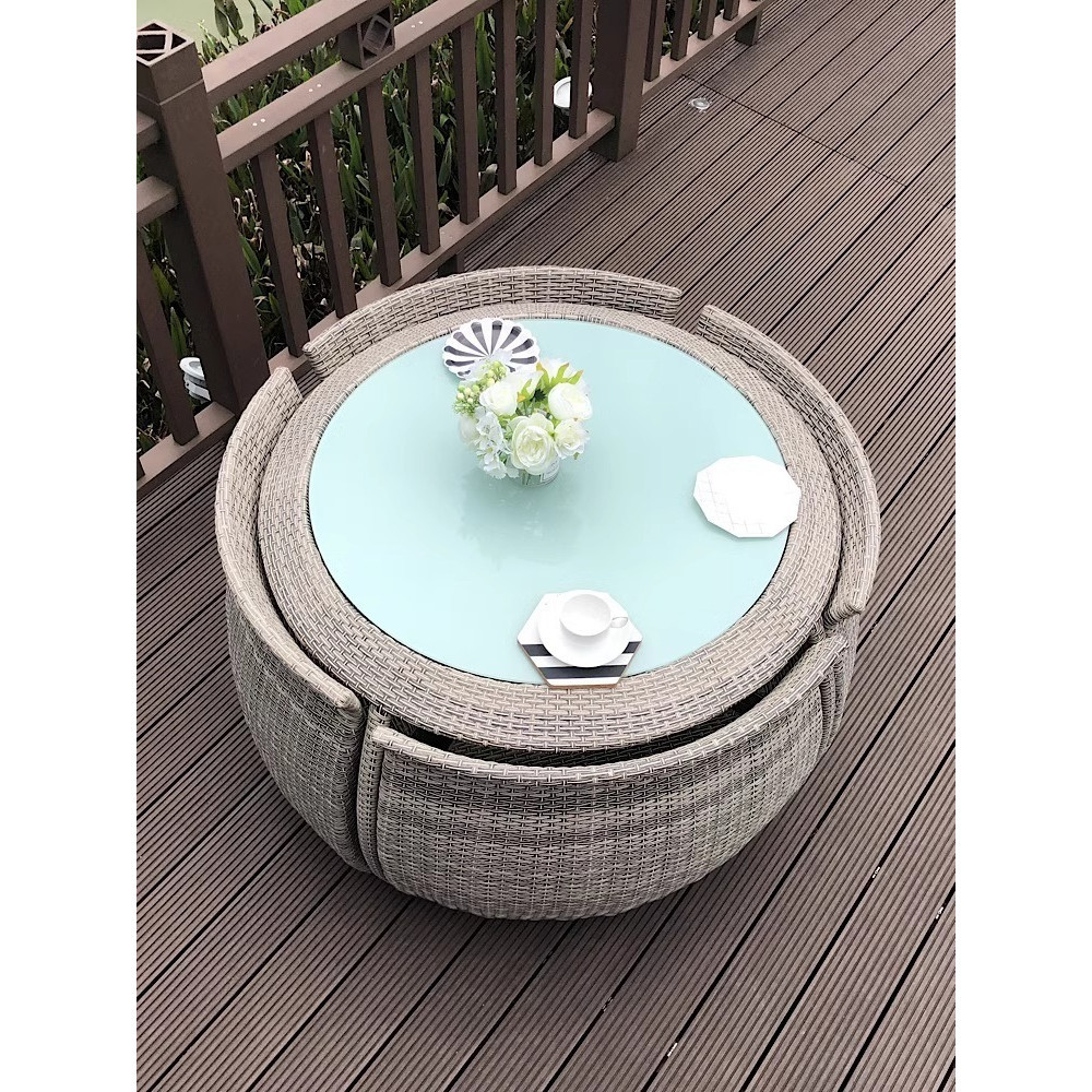 [Pre-order]  Outdoor outdoor leisure balcony with tables, chairs, furniture, rattan chairs, and a five piece creative courtyard-Smart-Living