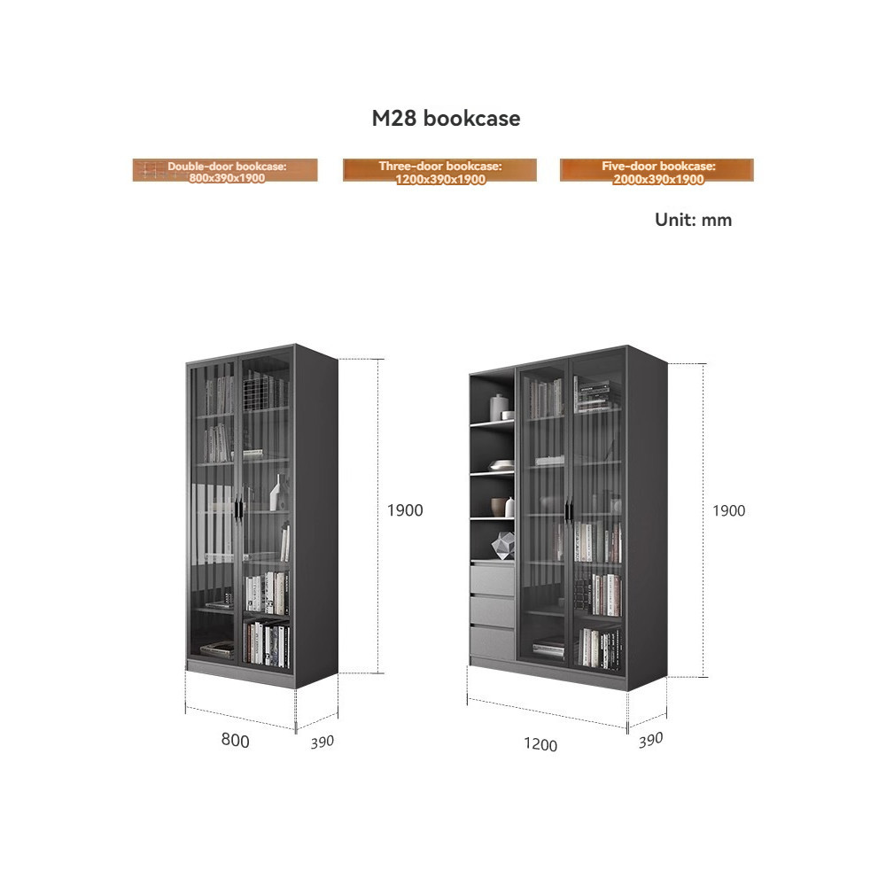 [Pre-order]  Nordic casement glass door bookcase, modern minimalist filing cabinet, economical free combination storage cabinet-Smart-Living