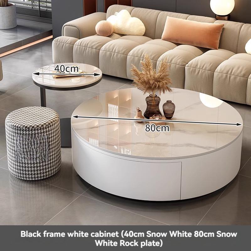 [Pre-order]  Rock Slab Coffee Table Living Room Household Light Luxury Modern Simple Round Premium Sense Net Red Small Household Side Table-Smart-Living