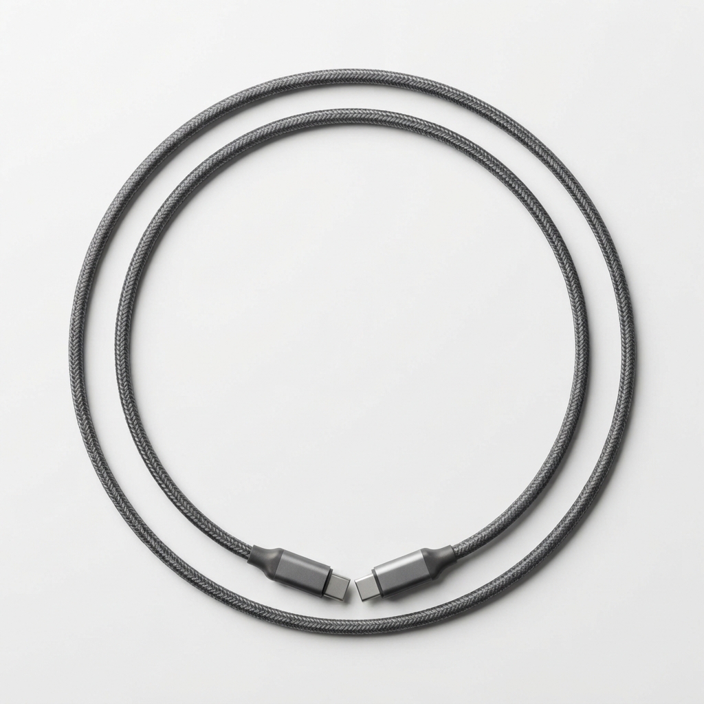 Braided USB-C fast charging cable in gray