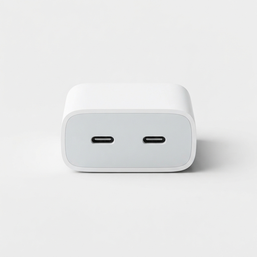 Dual USB fast charging wall charger in white