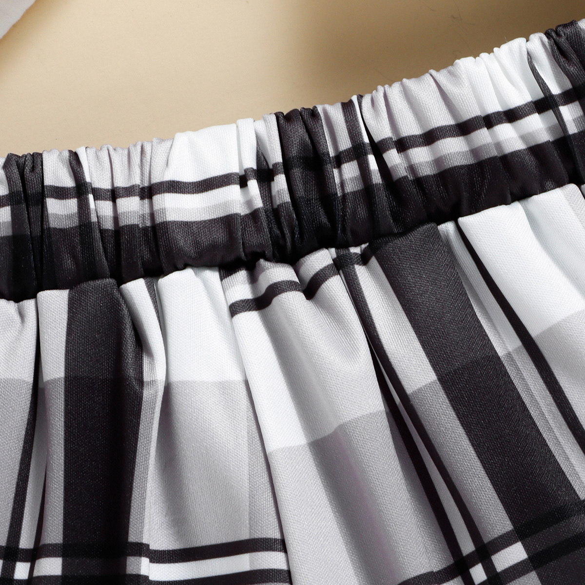 购物车加购品和商详页加购品主商品-Toddler Girls Open Shoulder Plaid Top & Shorts Wholesale