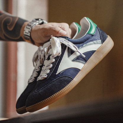 新款復古德訓鞋男春夏季運動小眾百搭輕便軟底休閒板鞋-Retro's Wear