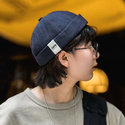 美式無簷地主瓜皮帽雅痞無沿西瓜圓帽純棉男女嘻哈帽-Retro's Wear