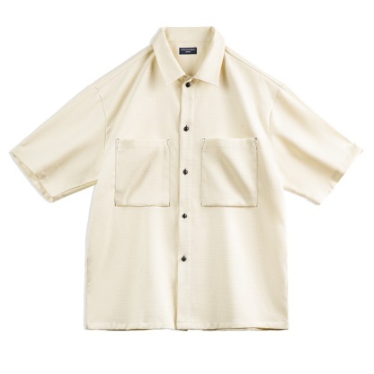 美式休閒oversize垂感免燙襯衫肌理感廓形短袖襯衣男夏-Retro's Wear