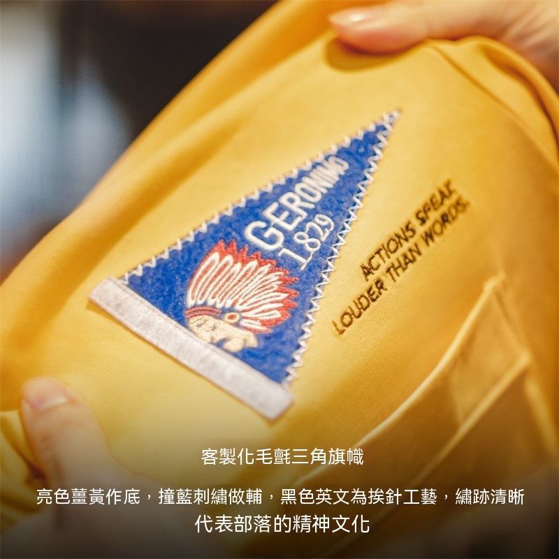 美式復古印第安刺繡短袖T恤撞色字母重磅黃色圓領Tee男夏-Retro's Wear