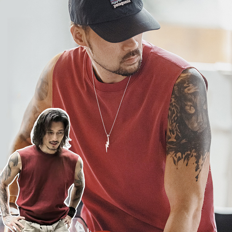 美式復古硬漢做舊背心純棉運動健身打底坎肩無袖T恤男夏-Retro's Wear