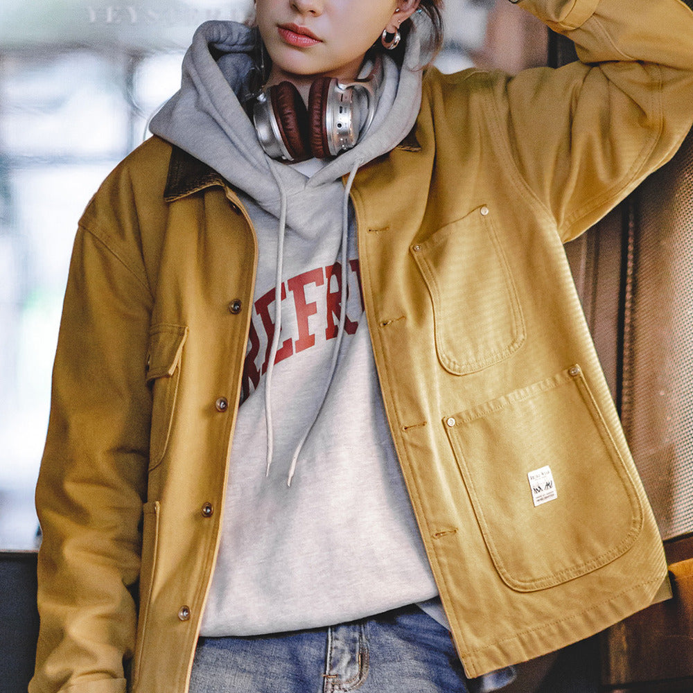 美式密歇根夾克春秋款純棉帆布翻領長袖上衣外套-Retro's Wear