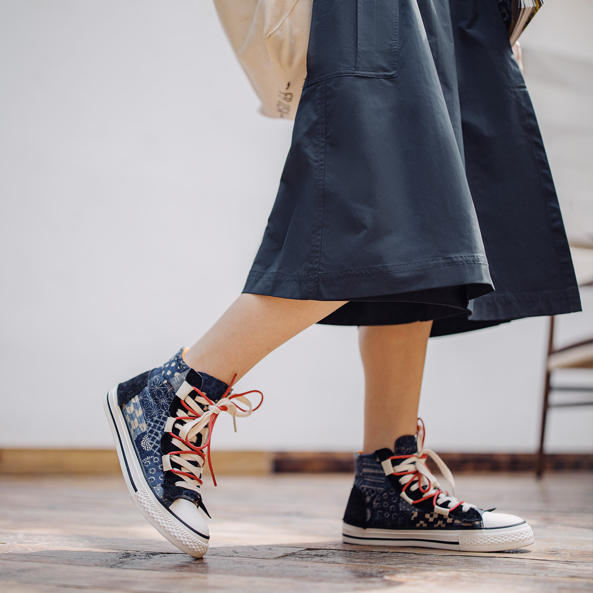 地心引力Gravity 2023新款高幫帆布鞋情侶腰果花古布板鞋-Retro's Wear