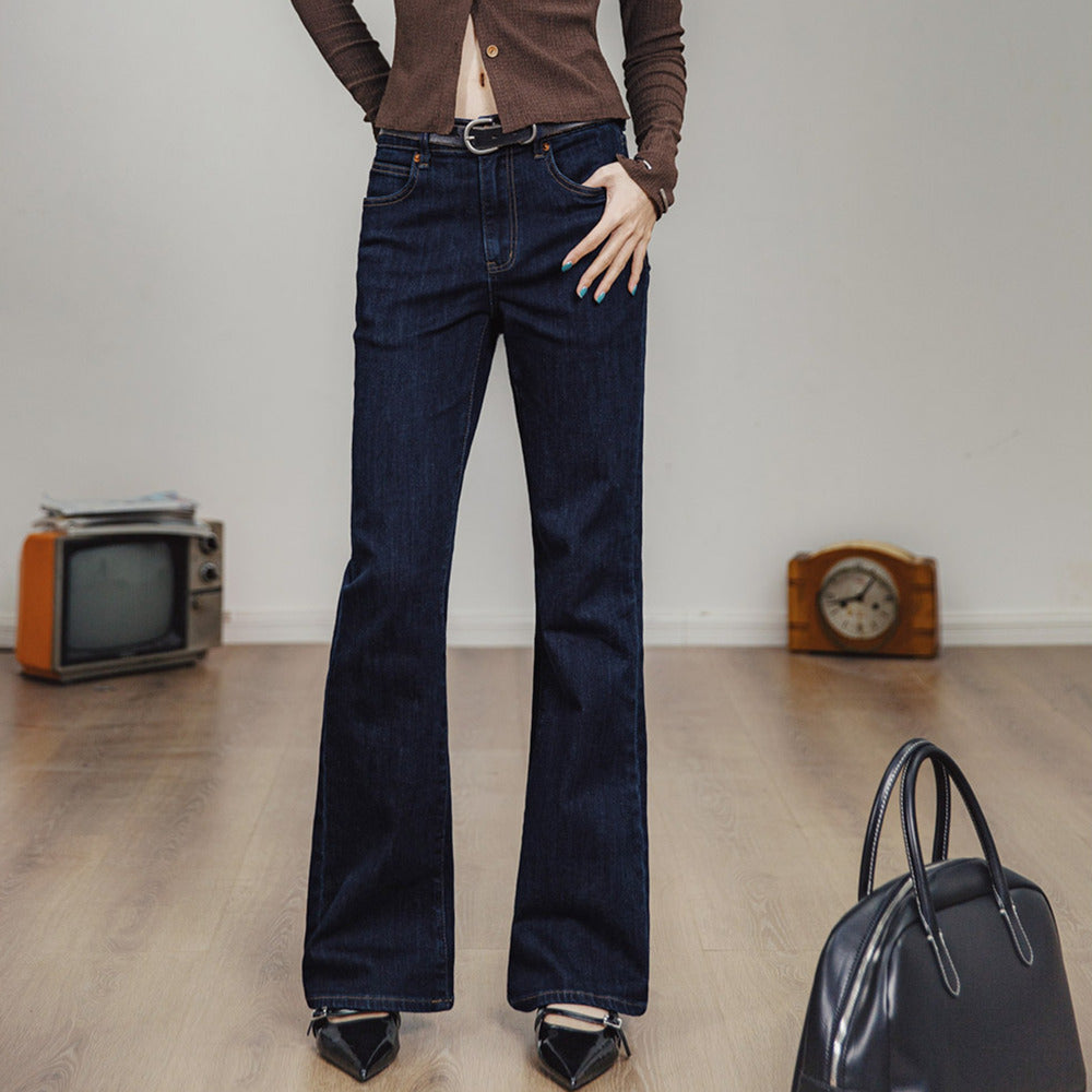深色微胖梨形身材喇叭褲顯瘦微喇牛仔褲加長馬蹄褲子女-Retro's Wear
