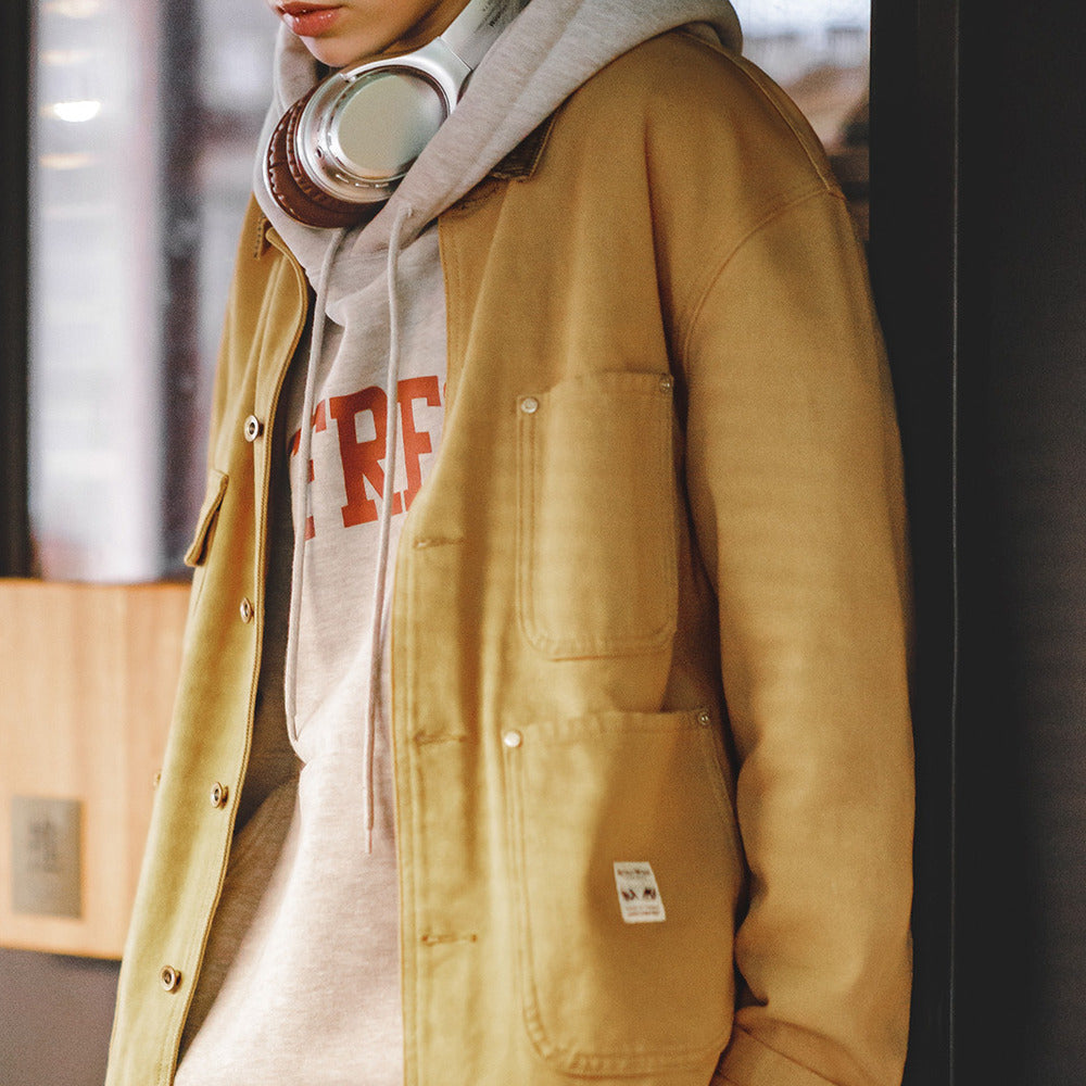 美式密歇根夾克春秋款純棉帆布翻領長袖上衣外套-Retro's Wear