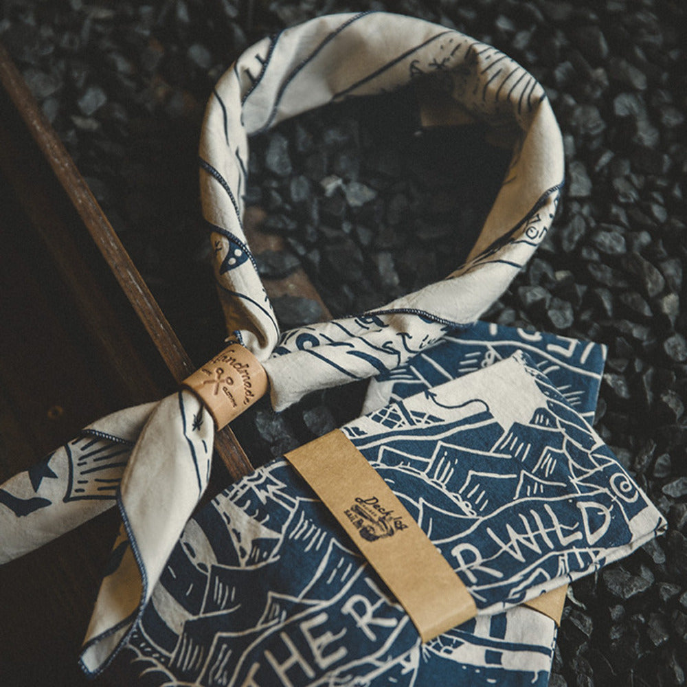 美式航海圖方巾扣飾品阿美哢嘰頭巾領巾手帕艺文發帶-Retro's Wear