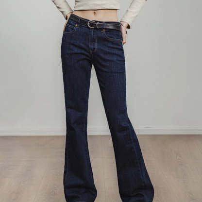 深色微胖梨形身材喇叭褲顯瘦微喇牛仔褲加長馬蹄褲子女-Retro's Wear