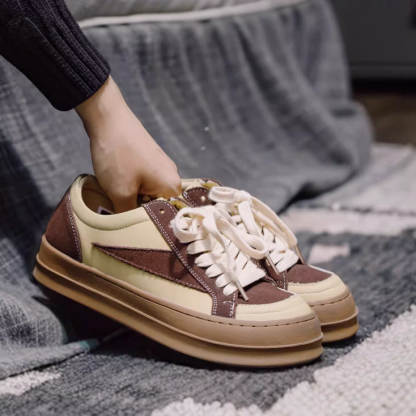 地心引力Gravity秋季新款百搭厚底板鞋女小眾休閒情侶麵包鞋-Retro's Wear