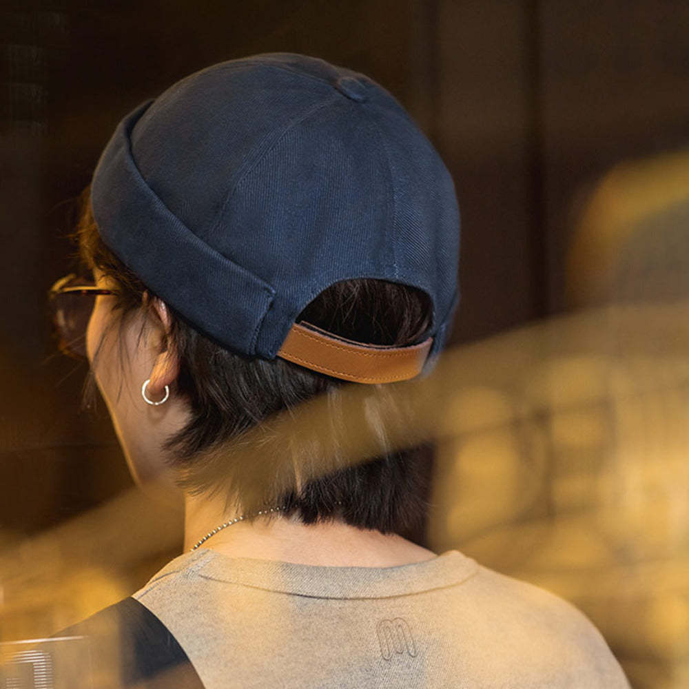 美式無簷地主瓜皮帽雅痞無沿西瓜圓帽純棉男女嘻哈帽-Retro's Wear