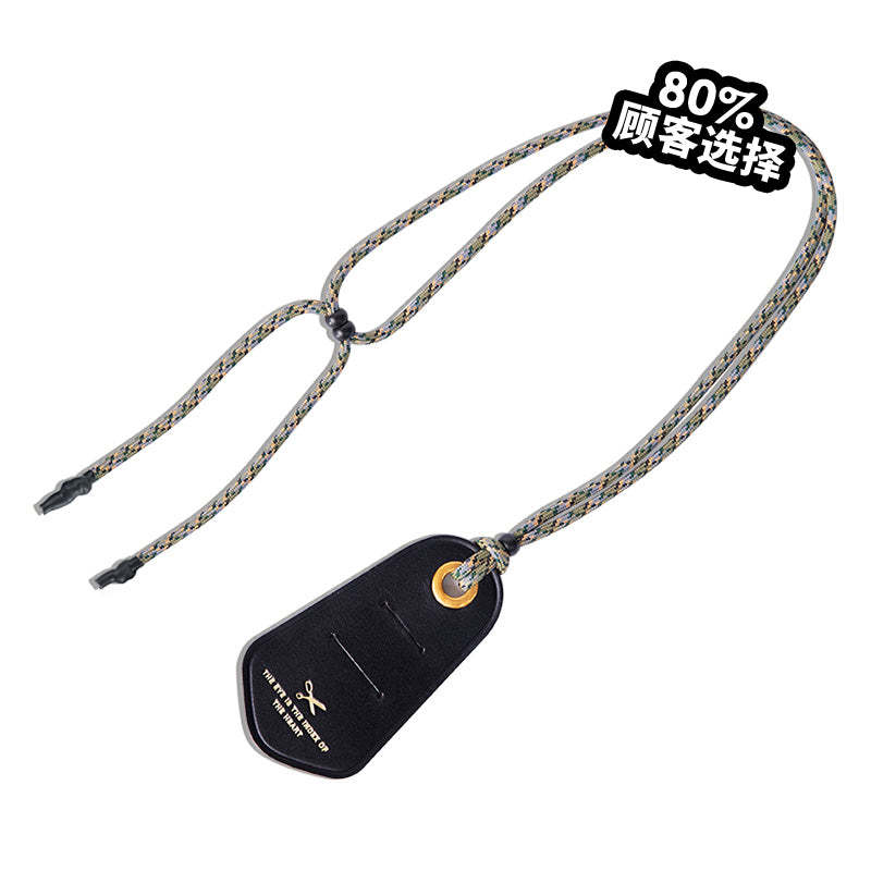 美式防丟防滑便攜眼鏡墨鏡掛繩頭層牛皮阿美哢嘰項鍊-Retro's Wear