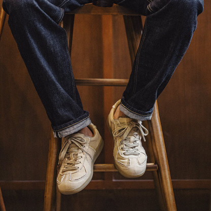 復古荒漠沙丘德訓鞋小眾帆布休閒運動輕便軟底板鞋男夏-Retro's Wear