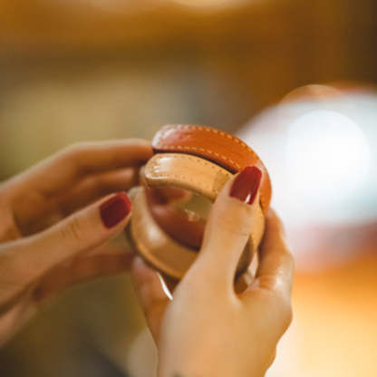 植鞣真皮手鐲皮環高橋老花開口半鐲手環-Retro's Wear