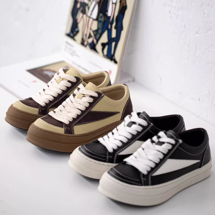 地心引力Gravity秋季新款百搭厚底板鞋女小眾休閒情侶麵包鞋-Retro's Wear