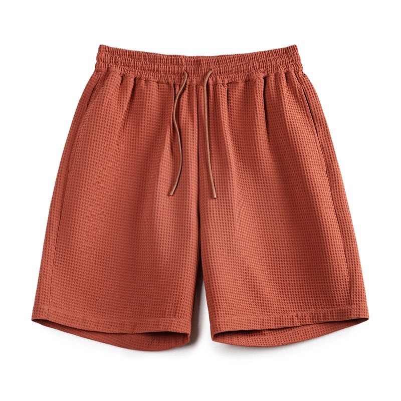 美式復古廓形華夫格短褲寬鬆直筒薄款透氣五分籃球褲男夏-Retro's Wear